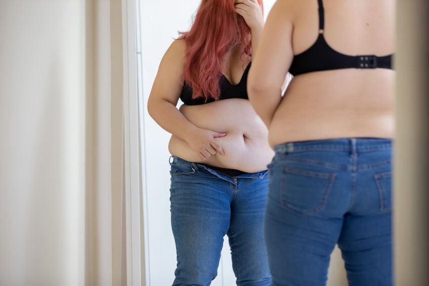plus size girl with jeans